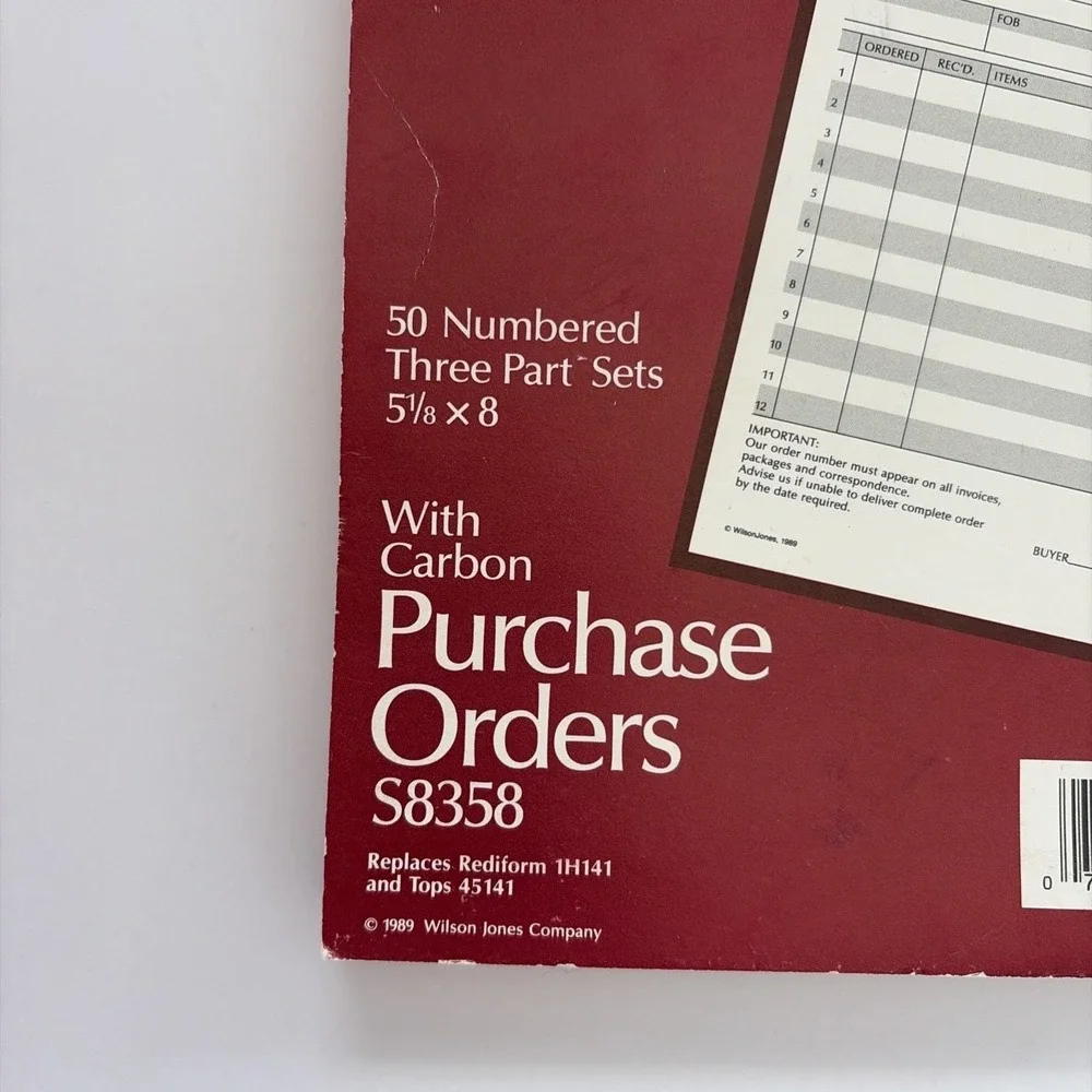 Wilson Jones Purchase Orders S8358 With Carbon, 53 Parts Sets 5 1/8 X 8